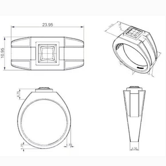 Solid 18K  Gold Ring with Black Sapphire - NEW - $1000 OFF ORIGINAL RETAIL PRICE - Picture 4 of 4